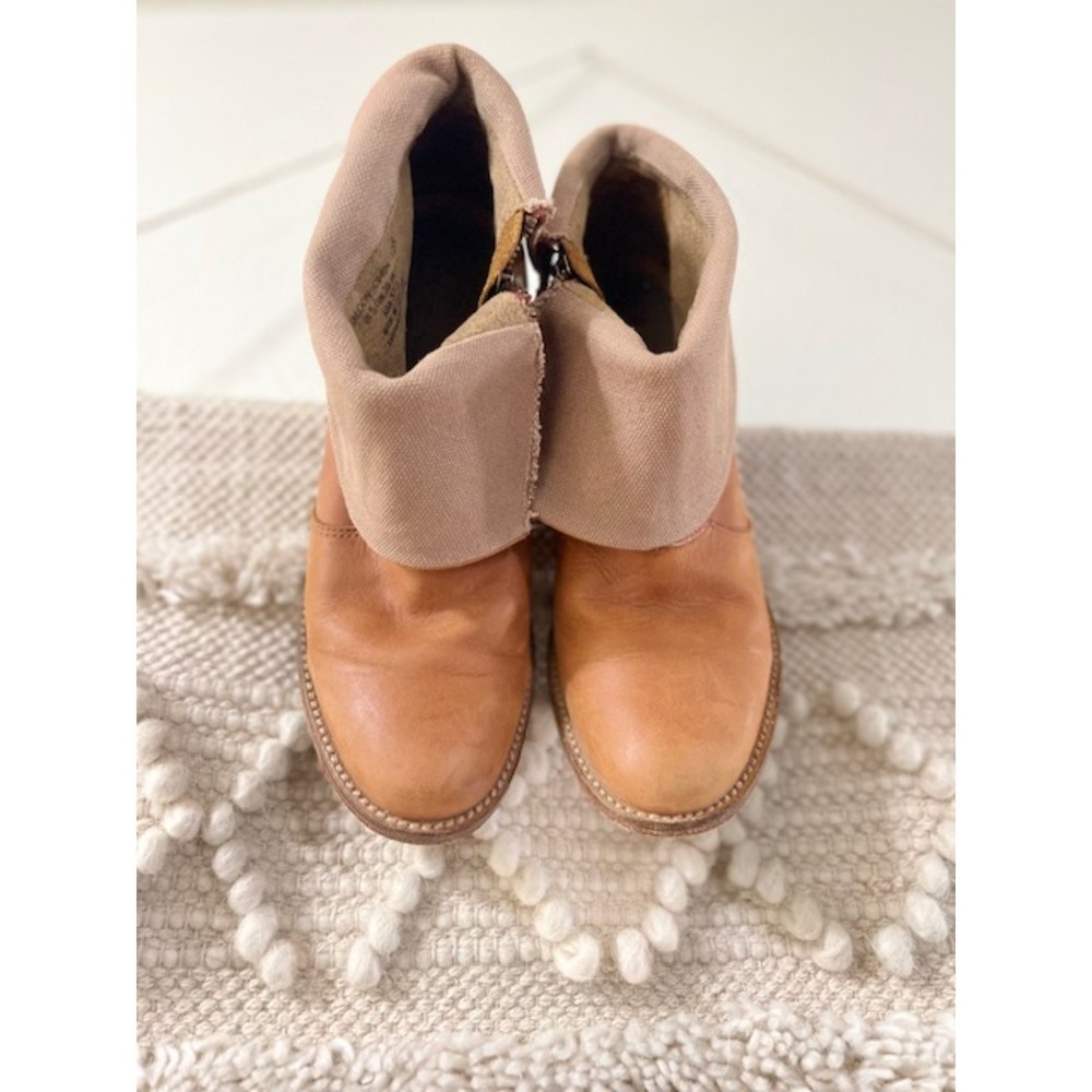 J. Shoes Saloon Tan Leather Rollover Ankle Boots Size UK 38, US 7.5